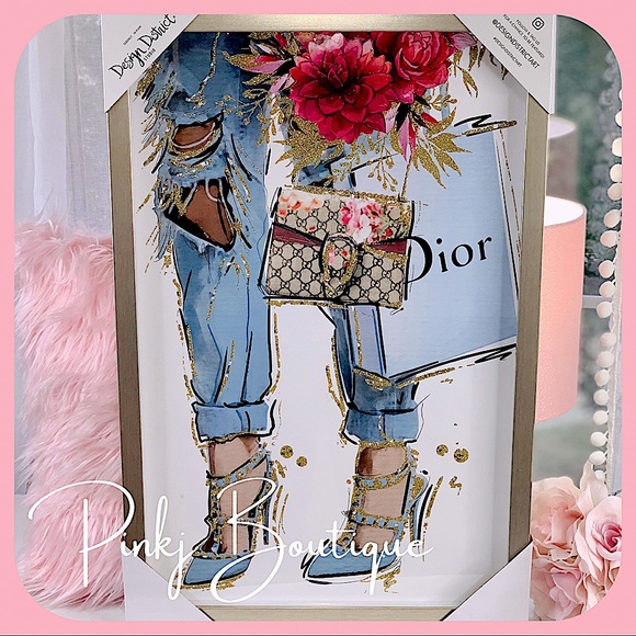 Other - 💗👠{DIOR} Luxury Fashion Designer Bag Gold Glitter Embellishment Wall Art!